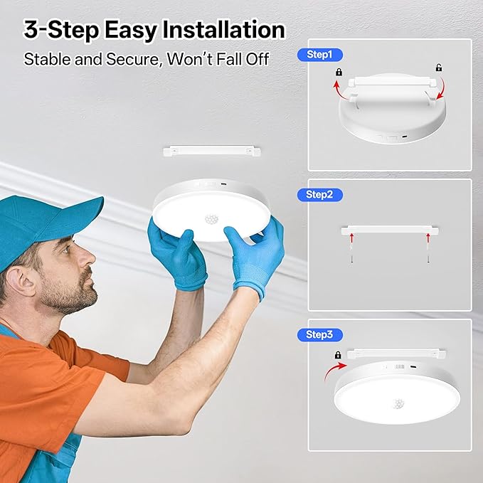Homelist 2026 New 12000mAh Rechargeable Ceiling Light, Motion Sensor Ceiling Light with Remote, Battery Operated Closet Light for Shower, Garage, Porch, 6500K Cool White