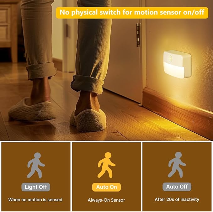 Guankai 8 Pack Motion Sensor Stair Light for Indoor, Battery Operated Closet Lights, Wireless Stick on Anywhere Hallway Lamp, Portable Led Night Lamps for Bedroom Under Cabinet Kitchen