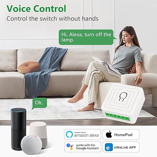 Wengart Matter Smart Relay WiFi Switch,16A Mini Universal Module for Smart Home, Works with Apple Home,Alexa & Google Home via Matter,eWelink App 2.4GHz,Retrofit in-Wall Switch,No Hub Required