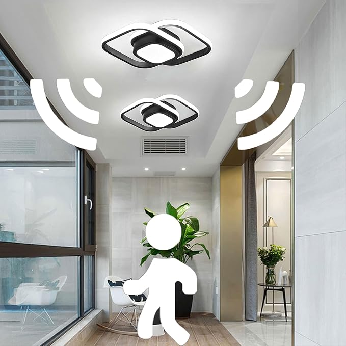 Motion Sensor LED Ceiling Light Indoor, 36W Cool White Mount Motion Activated Light Fixture Modern Flush Mount Ceiling lamp for Closet Laundry Bathroom Hallway Stair Porch Basement. (2pack)