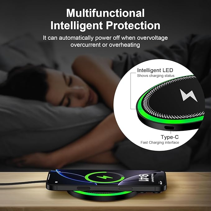 Wireless Charger Samsung Fast Charging Pad for Galaxy S26/S25 Ultra/S25 Plus/S24 FE Ultra/S23/S22/S21/Z Flip Fold 6,15W Wireless Phone Charger Android Charging Mat Station for Google Pixel 9a 9 Pro XL