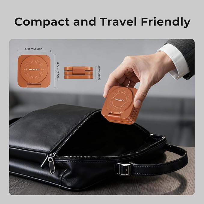 KU XIU QI 2.2 25W 3-in-1 Charging Station for Apple Device, Foldable Magnetic Charger for iPhone 17/16, 5W for Apple Watch & AirPods, Fast Travel Wireless Charging Stand with 45W Adapter
