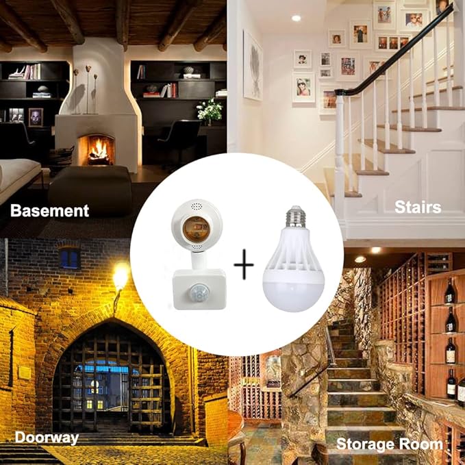 Motion Activated Light Socket,Adjustable Sensor Head, Auto On/Off Light Control,E26/E27 Motion Sensor Light Adapter Only Indoor Use for Porch,Basement,Storage Room