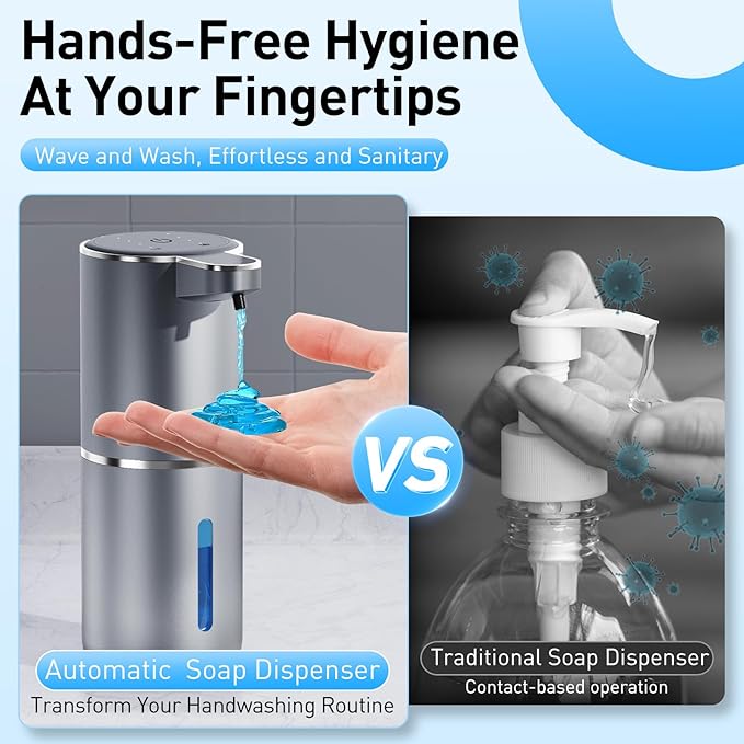 Fantictas Automatic Soap Dispenser Touchless Automatic Liquid Soap Dispenser 4 Adjustable 1500mAh Soap Dispensing Levels Wall Mount for Kitchen and Bathroom