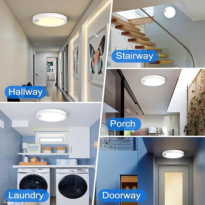 4PACK Flush Mount Ceiling Light Fixture Wired, Motion Sensor Ceiling Light 18W/1600LM, Motion Sensor Light Indoor for Stair Closet Porch Hallway Laundry, Time Dimmable Ceiling Lights 3000k/4000k/6000k