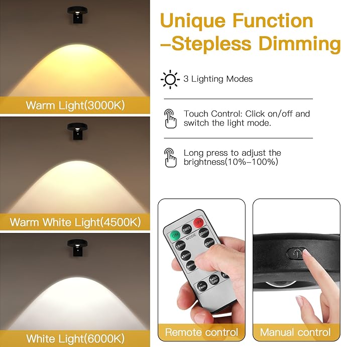 3pack Battery Picture Lights for Wall ,Painting Light Rechargeable with Remote&Motion Sensor 2in1,Wireless Display Art Light Dimmable,Led Accent Wall Light Highlight Picture with 3 CCT for Gallery
