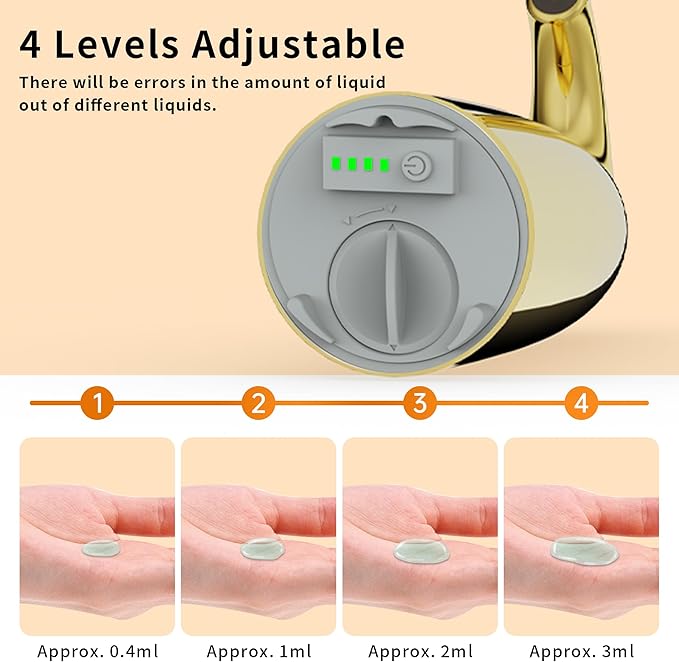 Automatic Liquid Soap Dispenser Touchless, Hand & Dish Countertop Gold Electric Dispenser with Sensor,Modern 4 Gear Adjustable Waterproof Battery Operated Kitchen Auto Soap Pump