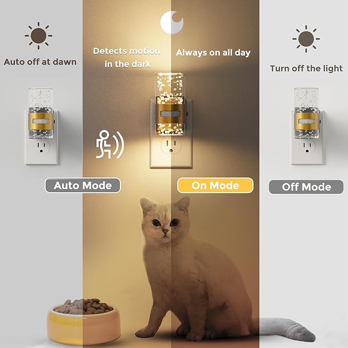 L LOHAS LED Motion Sensor Night Light,Dimmable Night Lights Plug into Wall, Acrylic Nightlight with 0-100 LM Adjustable Brightness, 3000K Plug in Night Light with Motion Activated for Bathroom Hallway