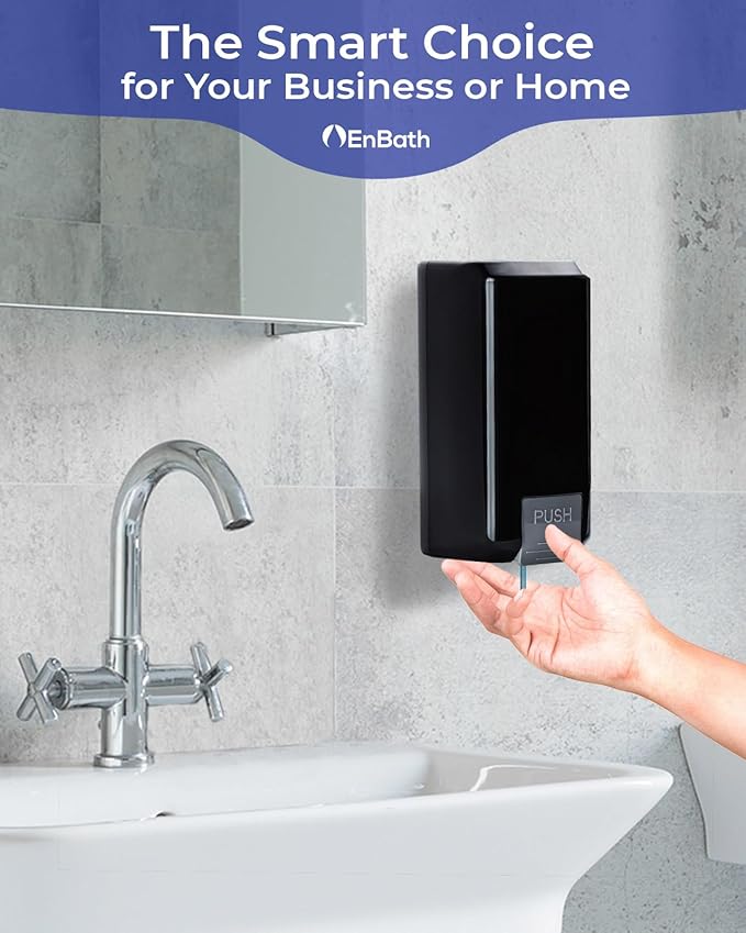 Wall Mounted Soap Dispenser with Large 34 oz. Capacity (2-Pack) - Black Commercial Hand Soap Dispensers or Hand Sanitizer Wall Mount Units That Hold 25 pct More Than Other Brands - ADA Compliant