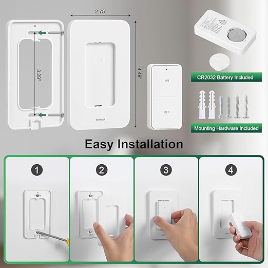 Remote Control Light Bulb Socket, 200FT Range Remote Light Socket, Wireless Wall Mounted Light Switch for Pull Chain Light Fixture, E26 E27 Lamp Socket, No Wiring Needed, FCC Listed