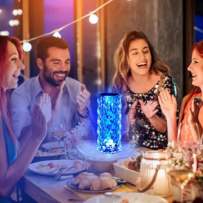 VoMii Crystal Lamp Touch, RGB 16 Colors Changing Night Light with Remote, Crystal Table Lamp Bedside Lamp, Rose Wave Diamond Night Light, Ambient Lighting for Bedroom/Game Room/Dinning Room