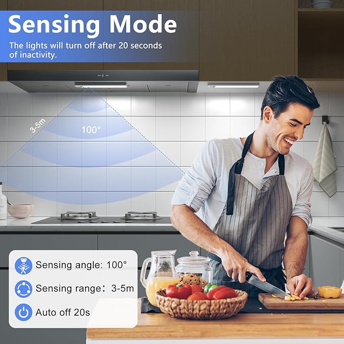 Under Cabinet Lighting 5 Packs, 3 Color Temperature Rechargeable Motion Sensor Lights for Kitchen, Counter, Closet, Stairs