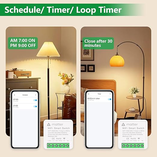 Wengart Matter Smart Relay WiFi Switch,16A Mini Universal Module for Smart Home, Works with Apple Home,Alexa & Google Home via Matter,eWelink App 2.4GHz,Retrofit in-Wall Switch,No Hub Required