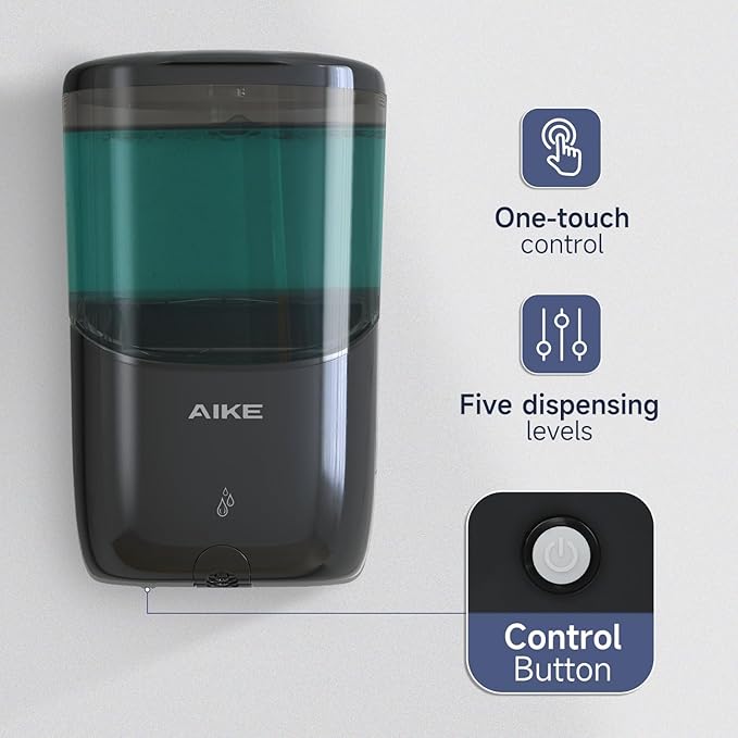 AIKE Liquid Automatic Wall Mount Soap Dispenser,Battery Operated Model AK1216,Black