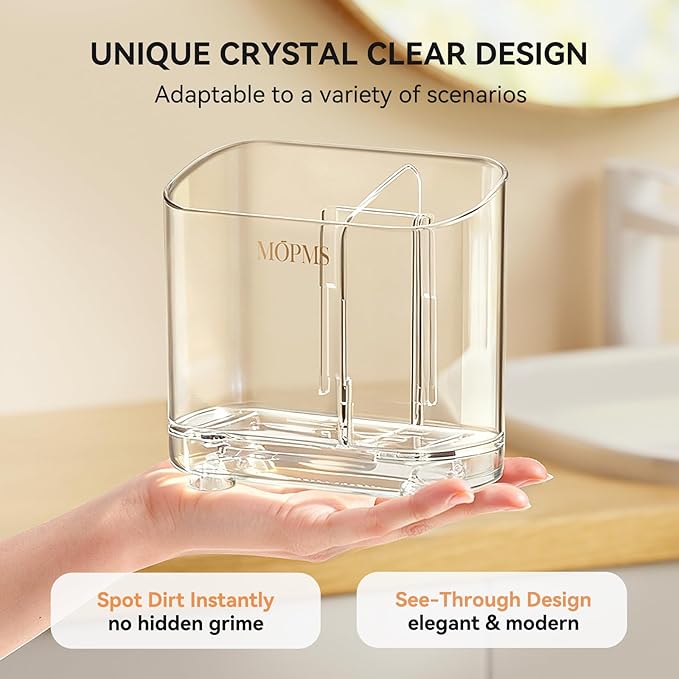 Toothbrush Holders with Drainage for Bathroom Countertop Organizer, 2 Slots Electric Toothbrush Holder Wall-Mount with Divider for Easy Clean, Tooth Brush and Toothpaste Holder for Bathroom Kitchen