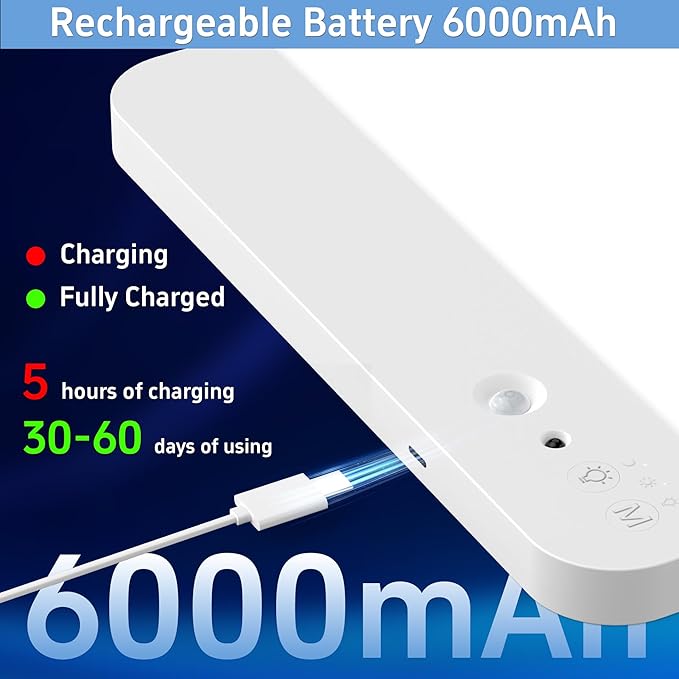WhitePoplar Rechargeable Motion Sensor Ceiling Light with Remote - Magnetic Wireless Closet Lights, 400LM Closet Lights Motion Sensored Indoor for Bathroom Closet Pantry and Hallways