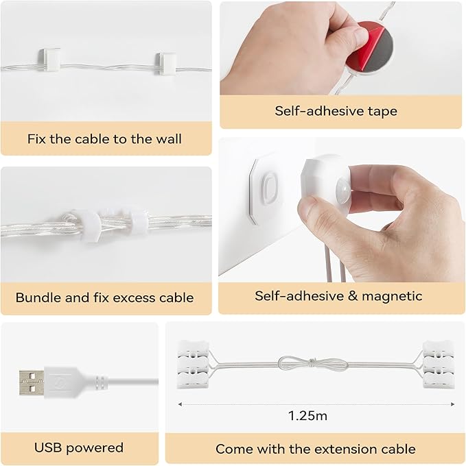 Motion Sensor Under Cabinet Light, 3 Color Kitchen LED Cabinet Light USB Powered, 3500K-6500K Indoor Motion Sensor Light for Kitchen, Closet, Counter, Hallway