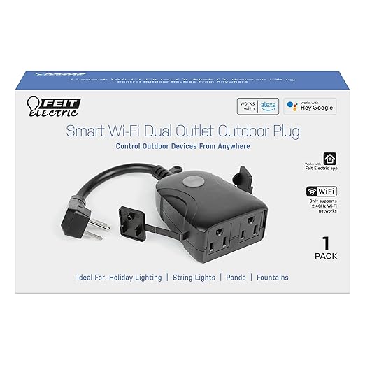 Feit Electric 120V 15A Smart Wifi Enabled Dual Outlet Wall Plug
