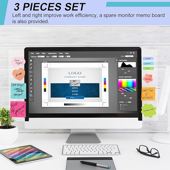 Joyberg 3PCS Monitor Memo Board, Memo Board for Computer Monitor, Monitor Memo Board Computer Monitor Sticky Note Holder, Office Desk Accessories
