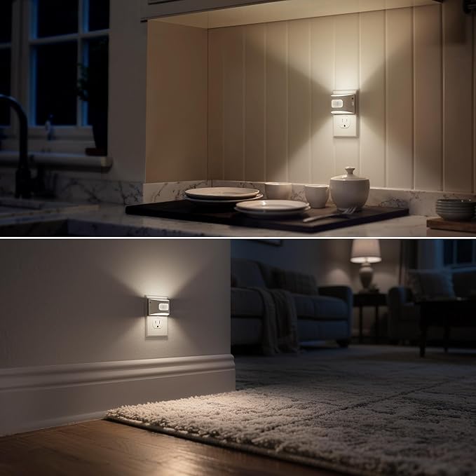 DORESshop LED Night Light[4 Pack], Night Lights Plug into Wall, 3 Mode Plug in Night Light with Motion Sensor, Dusk to Dawn Sensor, Nightlights for Adults, Bedroom, Bathroom, 5000K White Cover