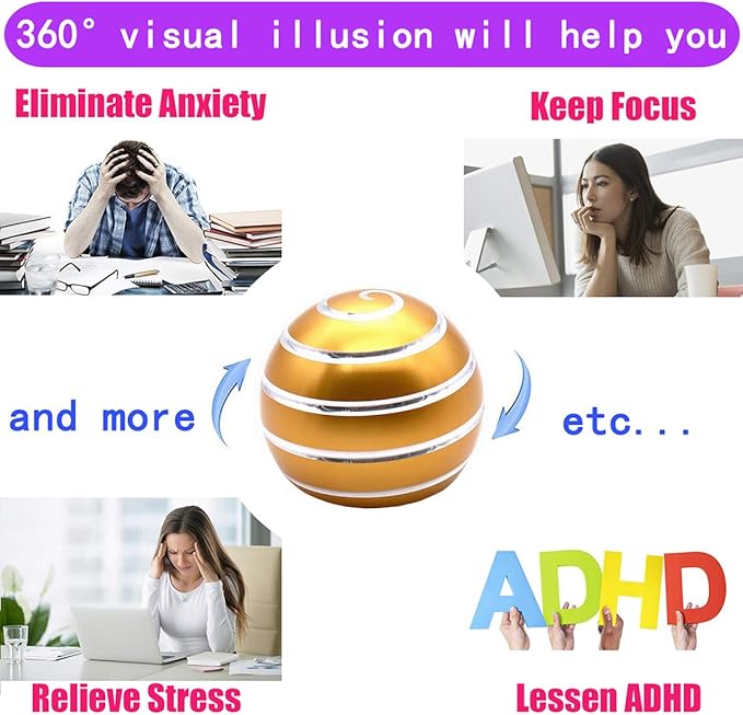 Desk-Kinetic-Toys Cool-Gadgets for Fidget: Cool-Stuff Thing Game Toy for Adult Teen Children Kid, Stress Relief Optical-Illusion Gifts for Office School Home Man Women Christmas Spinning 300 Seconds