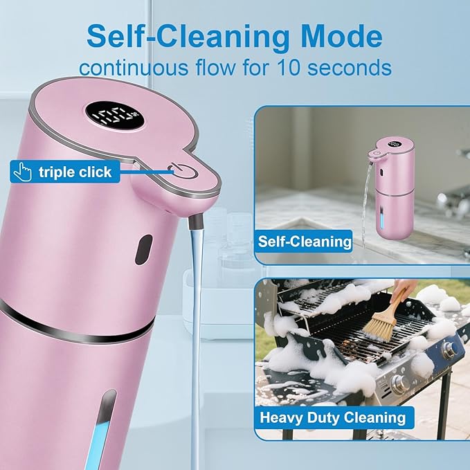 OHIFAST Automatic Liquid Soap Dispenser Touchless, USB Rechargeable Smart Hand Soap Dispenser, 6-Level Adjustable, 12.8oz/380mL Wall Mounted for Bathroom Kitchen Accessories Dish Soap-Rose Gold