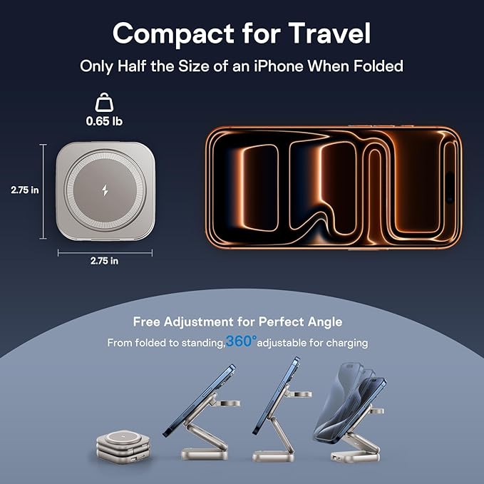 5-in-1 Wireless Charger for MagSafe, AC ISLAND Portable Travel Charging Station, 35W Max Qi2 Fast Foldable Magnetic Stand, Evolved for iPhone 17-12 Series, Apple Watch, AirPods (with 35W Adapter)
