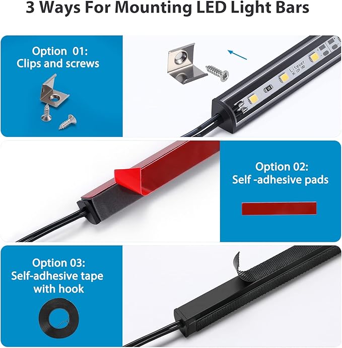 Litever LED Safe Lighting Kit. Door Control Activated. 6 pcs Slim 12 inch Light Bars. Linkable Extendable Plug-in for Gun Safe, Closet, Showcase, in-Cabinet Under Counter Pantry. Daylight 5000K
