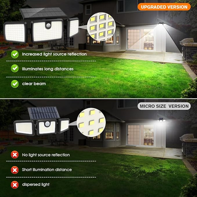 MIHANI Solar Lights Outdoor, Quick Charge Solar Motion Deck Lights Outdoor for Deck with High Brightness, Larger Built-in Tempered Glass Panel, Sensitive PIR Motion Inductor (Remote,2 Pack)