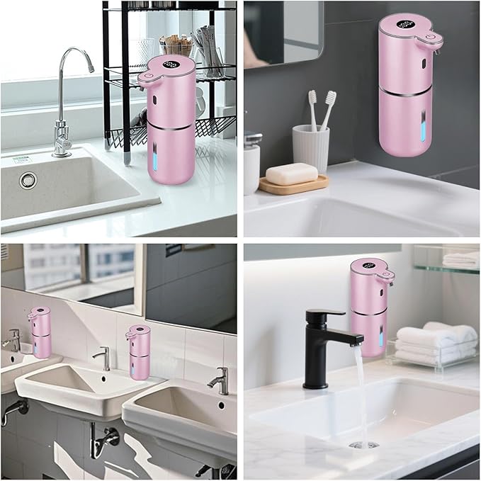 OHIFAST Automatic Liquid Soap Dispenser Touchless, USB Rechargeable Smart Hand Soap Dispenser, 6-Level Adjustable, 12.8oz/380mL Wall Mounted for Bathroom Kitchen Accessories Dish Soap-Rose Gold