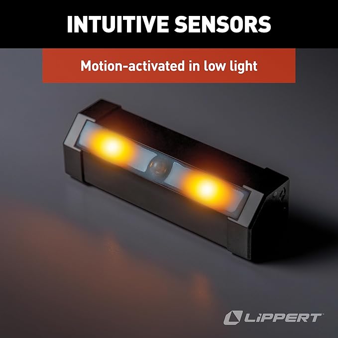 Lippert Wireless Motion-Activated LED RV Step Light with IP65 Rating, High-Strength Magnets for Magnetic Attachment, Adhesive-Backed Metal Plate, AA Batteries Not Included - 2022172335