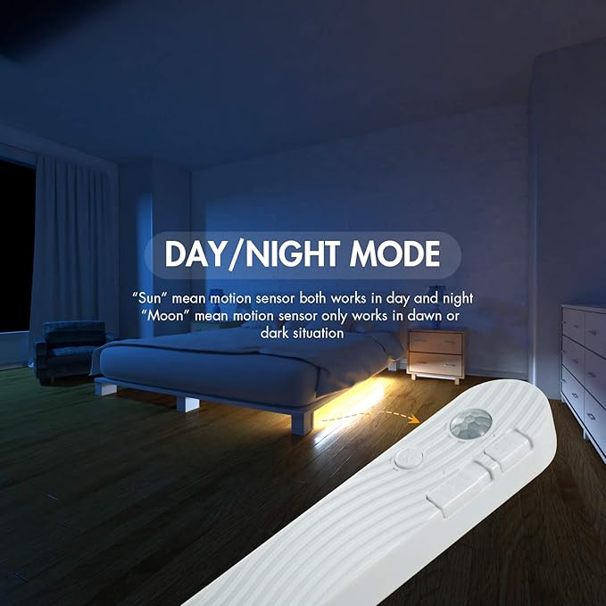 Sensky Motion Activated Strip Lights Rechargeable Motion Sensor LED Strip Light Dimmable Strip Lighting for Wardrobe, Gun Safe, Cabinet, Pantry, Closet (2M, Cool White)