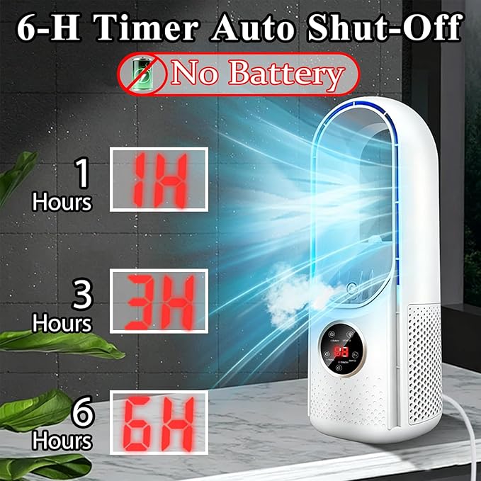 Bladeless Desk Fan, Desktop Bladeless Fan for Desk Office Home Bedroom (No Battery)