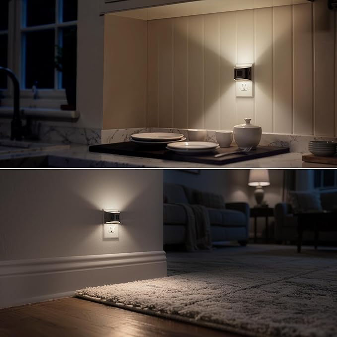 DORESshop LED Night Light[4 Pack], Night Lights Plug into Wall, 3 Mode Plug in Night Light with Motion Sensor, Dusk to Dawn Sensor, 5000K Daylight White, Nightlights for Adults, Bedroom, Hallway