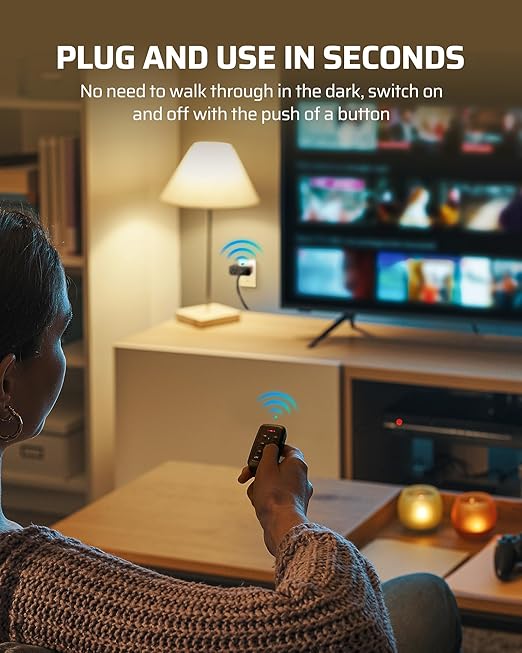 DEWENWILS Indoor Remote Control Outlet, 2 Independent Control & Dual-Controlled, 15A/1875W Remote Light Switch, 100FT Range, Remote Outlet Switch for Lamp,Light, Black