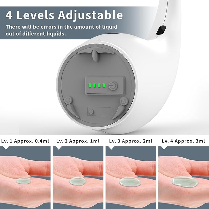 Automatic Soap Dispenser Touchless,300ML Hand & Dish Countertop Electric Liquid Rechargeable Dispenser with Sensor,Modern 4 Gear Adjustable Waterproof Kitchen Auto Soap Pump（White）