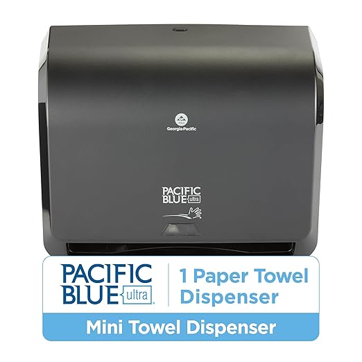 Georgia-Pacific Pacific Blue Ultra 9" Mini Automatic Paper Towel Dispenser by GP PRO (Georgia-Pacific), Black, 54518, 14.1" W x 6.5" D x 11.1" H - New Version