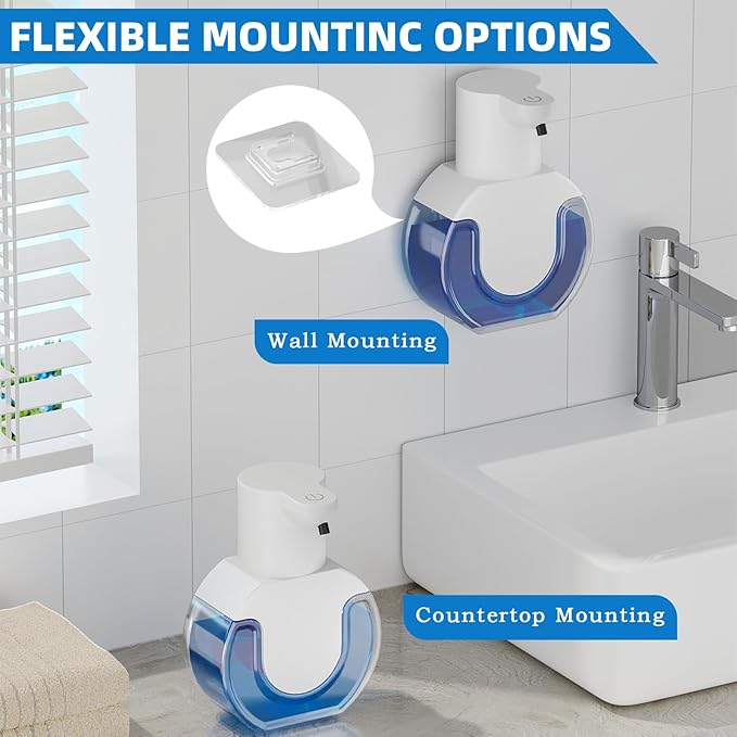Automatic Soap Dispenser Touchless,Rechargeable Foaming Soap Dispenser,15oz/420ml Smart Hand Soap Dispensers,4-Level Adjustable,Wall Mount for Bathroom Kitchen Dish Soap,Hands-Free