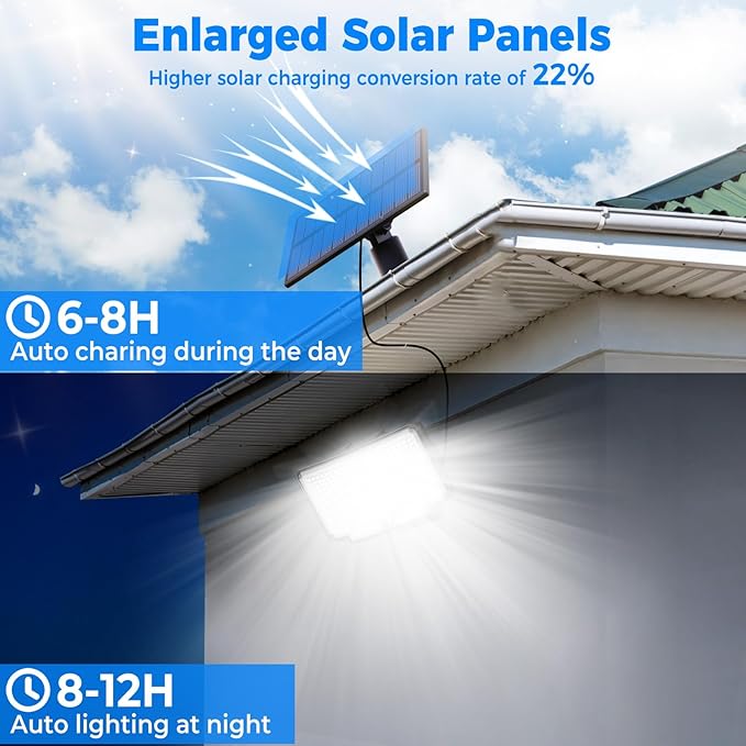 Peasur 4 Pack Solar Motion Lights Outdoor, 318 LED Solar Security Light with 3 Modes, IP65 Waterproof Powered Flood Lights for Outside Garden Garage Yard Backyard