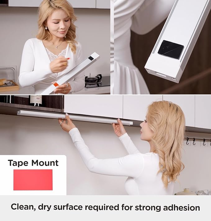 Leetdud Under Cabinet Lighting Plug in 12 Inch, 120V Motion Sensor Lights Indoor, 3CCT 3000/4000/5000K, Aluminum Linkable Super Bright LED Counter Light with Timer for Kitchen, Shelf, Closet, 4 Pack