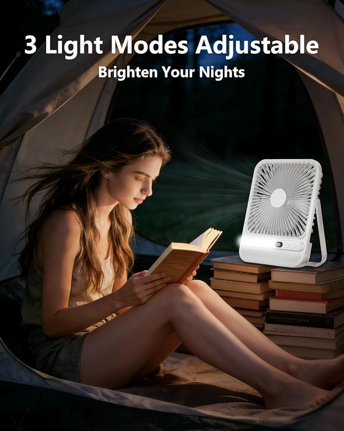 7In Portable Travel Fan, Cruise Ship Approved, 28H 8000mAh Ultra-Thin Quiet Rechargeable Battery Operated Desk Fan with Timer & LED Display for Bedroom, Office, Camping