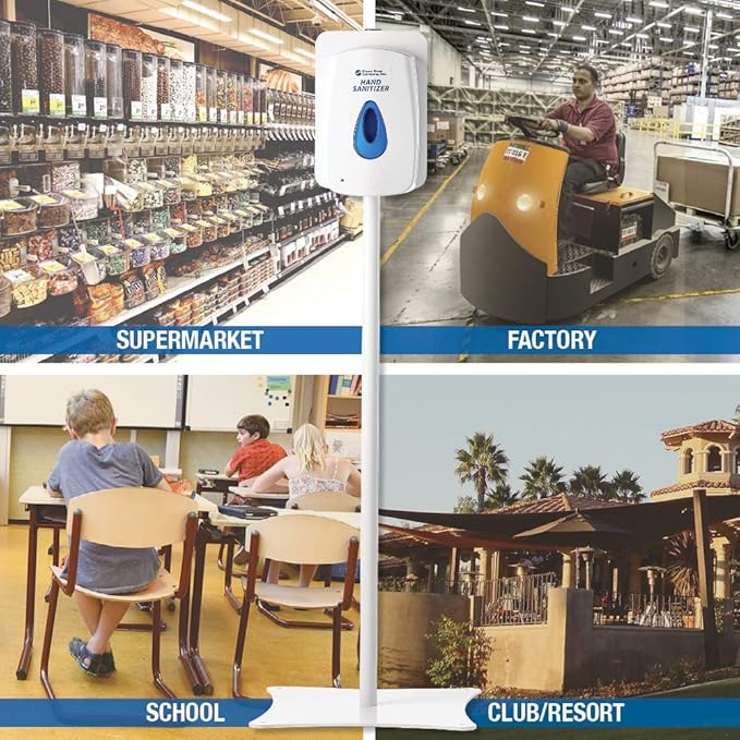 Automatic or Manual Hand Sanitizer Dispenser, Touch-Free Designed for Wall Mounting or to Optional Floor or Counter Stand (Automatic Dispenser w/Floor Stand)