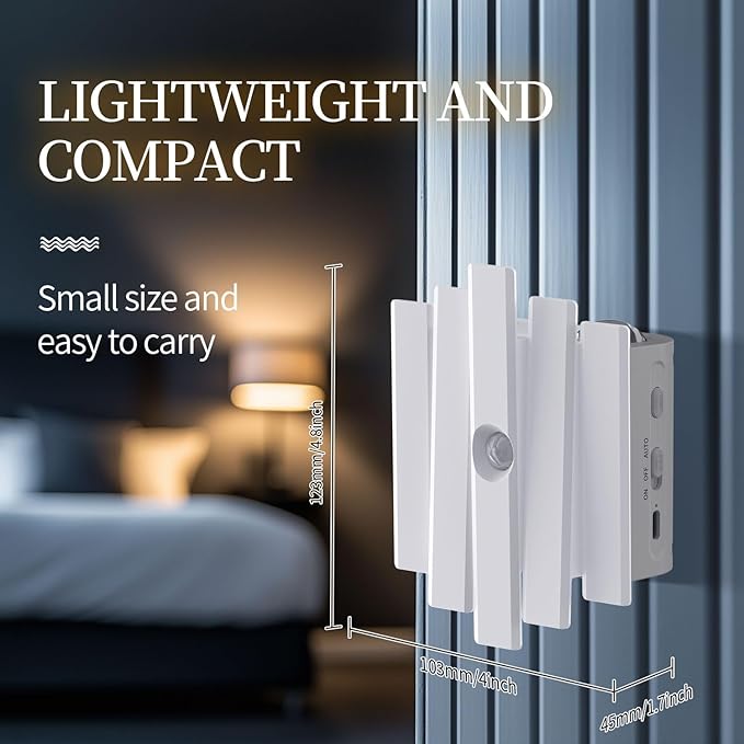 Rechargeable Motion Sensor Night Light, Magnetic RGB Color Changing LED Ambient Lighting, Compact Battery Operated Indoor Wall Light for Hallway, Stairs, Bathroom & Kids Room