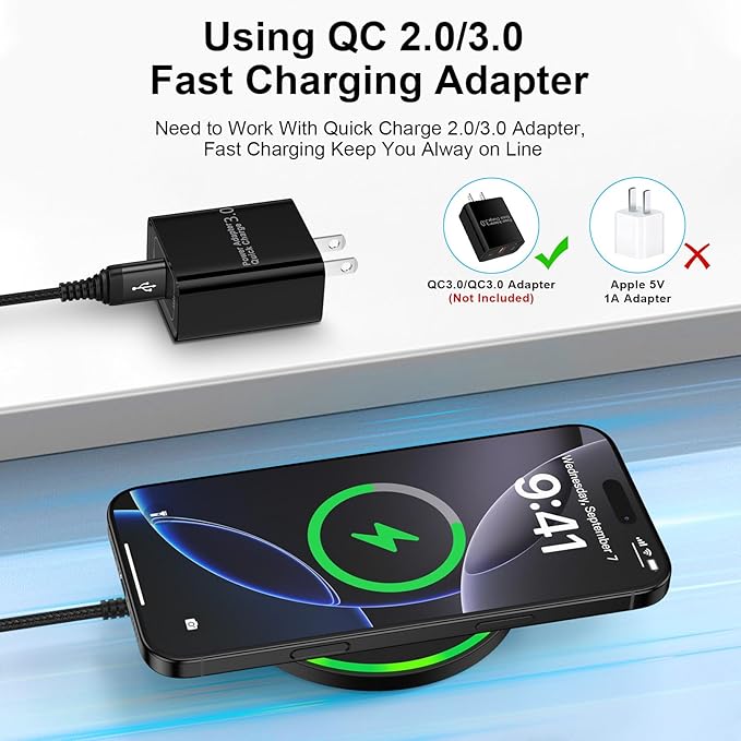 15W Wireless Charger Fast Charging Pad, Android Wireless Charging Station for Samsung Galaxy S26 Ultra S26 S25 Ultra S24 FE S23, razr/Razr+ 2025/Edge 2025/Moto G Stylus 2025, Google Pixel 10 Pro XL/9a