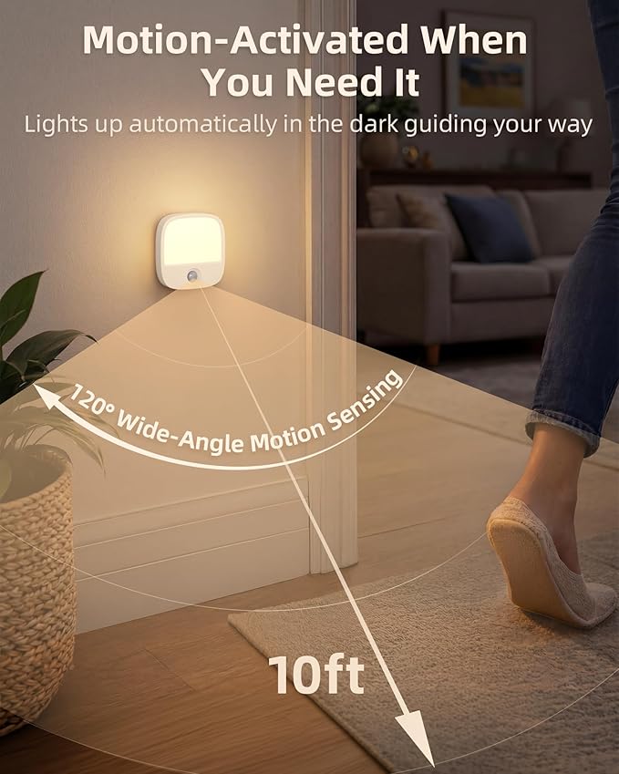 EZVALO Rechargeable Motion Sensor Night Light, Magnetic Stick-On LED Light with 3 Color Temperatures, Dimming & Memory, Portable Cordless Light for Closet, Bedroom, Hallway, Stairs, Bathroom (1 Pack)
