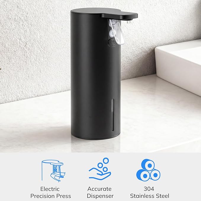 Umimile Electric Dish Soap Dispenser for Kitchen and Bathroom, 2 Mode Liquid Hand Soap Dispenser, 11.8oz Rechargeable with Type-C, IPX7 Waterproof (Black)