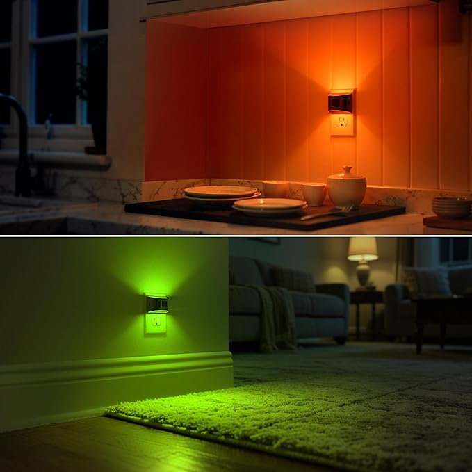 DORESshop LED Night Light[2 Pack], Night Lights Plug into Wall, 8-Color RGB LED Nightlight with Motion Sensor, Dusk to Dawn Sensor, Nightlights for Adults, Bedroom, Bathroom, Hallway