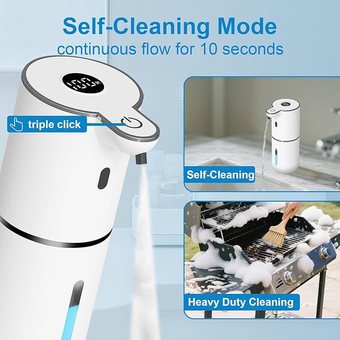OHIFAST Automatic Foaming Soap Dispenser Touchless, USB Rechargeable Smart Hand Soap Dispenser, 6-Level Adjustable, 12.8oz/380mL Wall Mounted for Bathroom Kitchen Dish Soap-White
