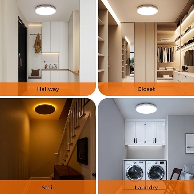 Annaror Motion Sensor Ceiling Light with Remote, Wired Motion Sensor Light Indoor 3000K 4000K 5000K, 2000K Nightlight 2400LM Motion Activated Light with Timer for Closet Hallway Laundry Stairs 12in