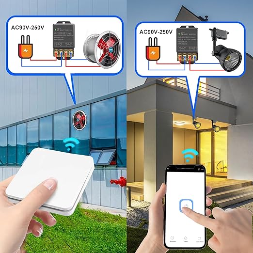 30A Hight Power WiFi Smart Switch Relay, use Ewelink APP Remote with Timer, with 2.4Ghz Wireless Transmitter, Compatible with Alexa & Google Home